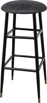 Produktbild von Casa Padrino Luxus Barhocker Anthrazit / Schwarz Ø 37 x H. 76 cm - Barstuhl mit Samtstoff