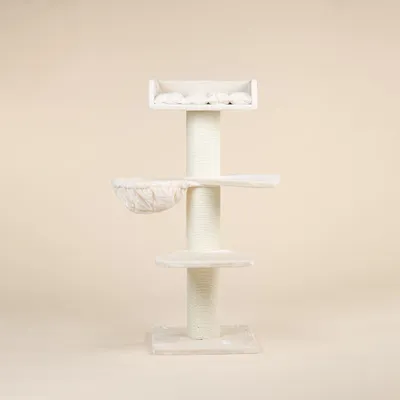 Image de RHRQuality Arbre à chat pour grands chats - Royalty Plus – 158 cm de haut –  Avec poteaux en sisal extra épais de 20 cm – Crème