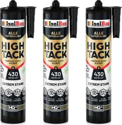 Produktbild von Isolbau Montagekleber High Tack - 3 x 470 g Extrem starker Hybrid MS Polymer Baukleber für Innen- & Außenbereich - 400 kg / 10 cm² - Weiß