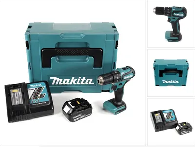 Image de Makita DHP 483 RT1J 18 V Li-Ion Brushless Perceuse visseuse à percussion sans fil avec boîtier Makpac + 1x Batterie BL 1850 5,0 Ah + Chargeur DC18RC