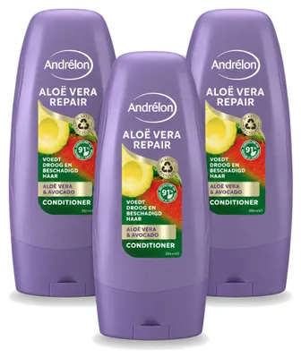 Produktbild von 3 x Andrélon Aloe Vera Repair Conditioner - glättend & reparierend - 250 ml - Vorteilspackung - 3 Stücke