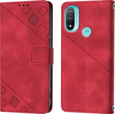 Produktbild von Hülle für Motorola Moto E30 E40 E20 Prägung Flip Leder Brieftasche Schutzhülle mit Ständer Rot
