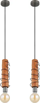 Produktbild von 2er Set Hängeleuchte, Holz braun, schwarz, H 120 cm
