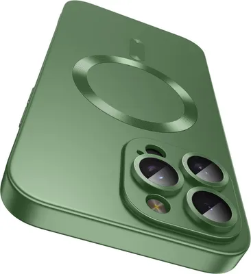 Immagine prodotto di Custodia magnetica per iPhone 16 Pro, custodia protettiva in silicone opaco con protezione dell'obiettivo, compatibile con MagSafe Verde