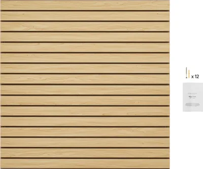 Image de SucceBuy 4 x 4 ft SlatWall revêtement, MDF mur de garage à lamelles, conception modulaire