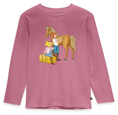 Produktbild von Spreadshirt Bibi Und Tina Striegeln Hengst Amadeus Kinder Premium Langarmshirt, 110/116 (4 Jahre), Mauve