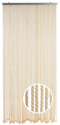 Obrázok produktu pre Kobolo lanový záves záves na dvere MARITIM 54 prameňov dekoratívny záves - 90 x 200 cm - béžový - obdĺžnikový - hliníkový pás závesu sieťka proti hmyzu dekorácie miestnosti