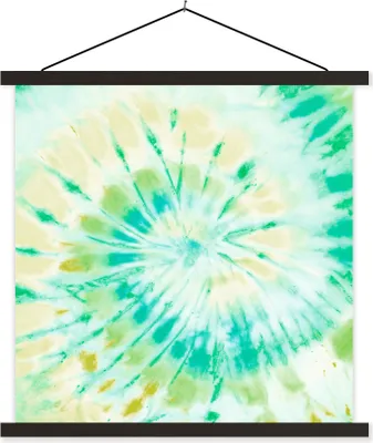 Produktbild von MuchoWow® Textilposter Krawattenfärbung - Spirale - Gelb 90x90 cm mit schwarzem Rahmen - Magnetisches