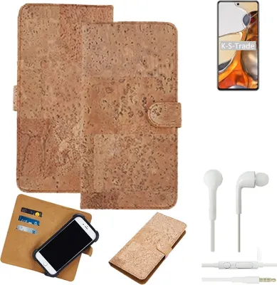 Produktbild von K-S-Trade Hülle kompatibel mit Xiaomi 11T + in ear Kopfhörer Kork Handyhülle Cover  Schutzhülle TPU Case Bumper in Hellbraun, (1x)