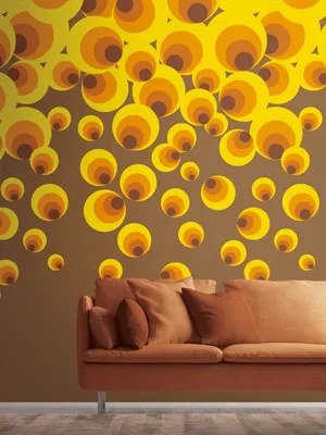 Produktbild von NEWROOM Tapete Gelb Vliestapete Retro - Wandbild Modern Orange Braun Kreise Punkte Tapete Geometrisch Mustertapete