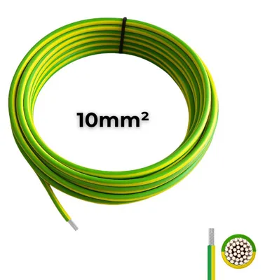 Produktbild von Erdungskabel H07V-K Aderleitung Kupfer feindrähtig & flexibel Grün/Gelb 10mm2 PV Anlage 5m