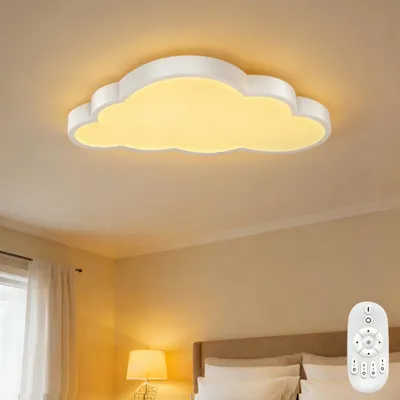Produktbild von YARDIN Wolkenform LED-Deckenleuchte mit Fernbedienung, stufenlos dimmbar 3000K–6500K, 48W ultradünne Deckenlampe für Kinderzimmer, Schlafzimmer & Klassenzimmer