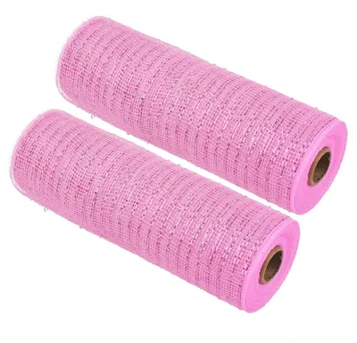 Productafbeelding van 2 Rollen Roze Poly Mesh Lint voor Decoratie