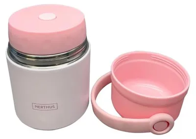 Thermobehälter 650 ml, Edelstahl, doppelwandig, rosa
