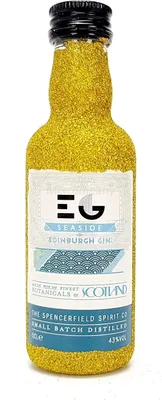 Produktbild von Edinburgh Seaside Gin Mini 50ml (43% Vol) - Bling Bling Glitzer Glitzerflasche Flaschenveredelung für besondere Anlässe - Gold -[Enthält Sulfite]
