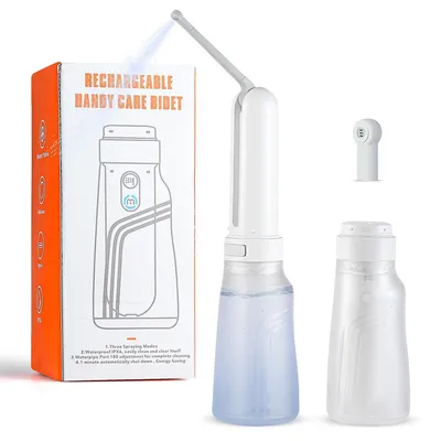 Produktbild von Tragbares Reise-Bidet mit 400-ml-Flasche, 3 Druckstufen, wiederaufladbarem 2000-mAh-Akku, wasserdichter Hand-Bidet für persönliche Toilettenreinigung