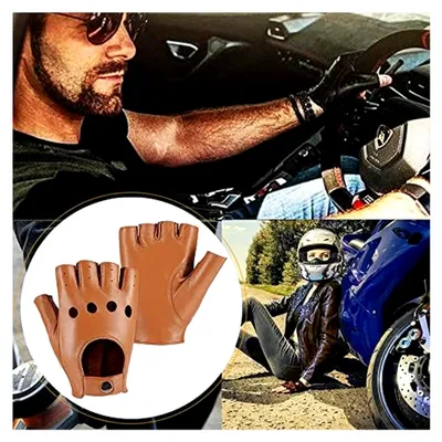 Produktbild von Fingerlose Herren Halbhandschuhe aus Leder für Autofahrer