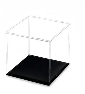 Immagine prodotto di Elzusha - Vetrina espositiva in acrilico trasparente con base nera - 25x25x25 cm