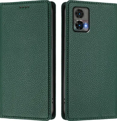 Produktbild von Litchi Leder Handyhülle für Motorola Edge 30 Neo Wallet Kartenfächer Standfunktion Hülle Grün