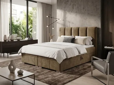 Produktbild von Boxspringbett OSLO 140 cm x 200 cm Magic Velvet 2282 Dunkelbeige mit ,Bett mit zwei Bettkästen und H3 Matratze,Komplett-Set mit Matratze und Topper,