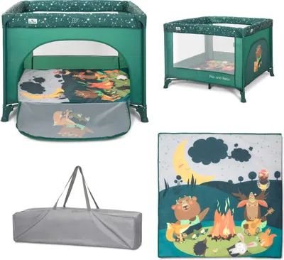 Obrázek produktu pro Lorelli Play’n Relax cestovní postýlka & ohrádka 100x100 – boční vstup na zip, skládací, taška, do 15 kg
