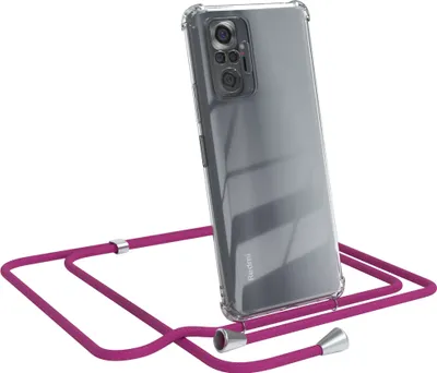 Produktbild von EAZY CASE Handykette kompatibel mit Xiaomi Redmi Note 10 Pro, Handyhülle mit Umhängeband, Handykordel, Schutzhülle Clear, Band in Rosa