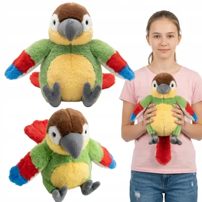 Immagine prodotto di Papagallo di peluche, ideale come regalo per bambini, peluche a forma di orso, 35 cm