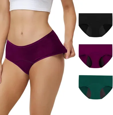 Produktbild von Menstruationsunterwäsche, saugfähig, 3 Stück, waschbar, für Damen