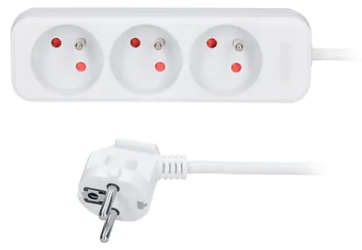 Obrázok produktu pre Predlžovací kábel Solight 5 m, 3 zásuvky, 16 A/3680 W, PVC, biely PP04X