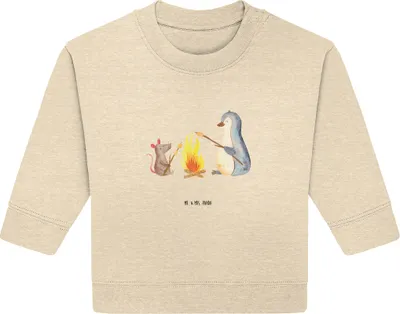 Produktbild von Mr. & Mrs. Panda Organic Baby Pullover Pinguin Lagerfeuer 24. - 36. Monat - Natural Raw - Geschenk, Liebe, Maus, Job, Grillen, Bullover