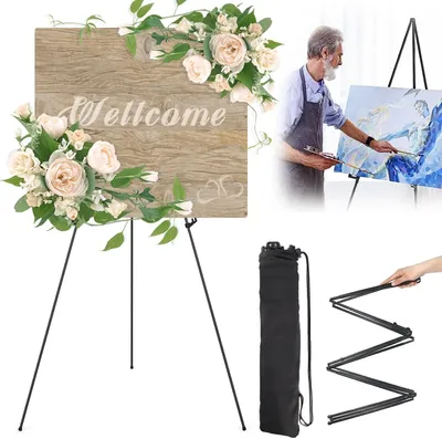 Produktbild von Staffelei Hochzeit Schwarz Künstler Staffelei Ständer für Hochzeitsschild Verstellbares Staffeleien Stativ Ständer für Poster Leinwand Malerei Display