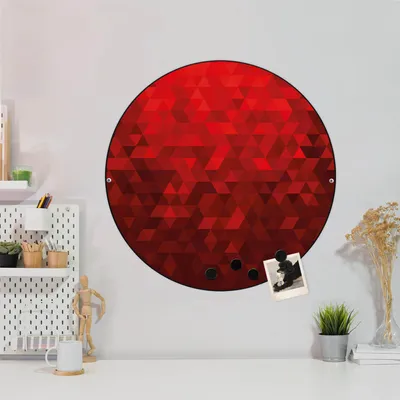 Produktbild von Design Stahlmagnettafel Schwarz Rund 47cm Dreiecke Rot
