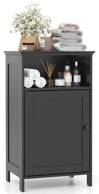 Badschrank mit Tür, verstellbarer Boden, 40x30x70 cm, schwarz
