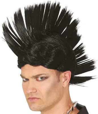 Produktbild von Rock Star Irokese Frisur Punk Look Karneval Accessoire Festliche Party Haarteil, Farbe: Schwarz