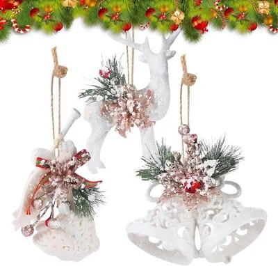 Immagine prodotto di Decorazioni natalizie - 3 decorazioni da appendere all'albero, bianche