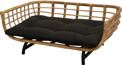 Produktbild von KRINES HOME Exklusiver Retro-Design Hundekorb / Hundebett / Tierkorb Haustier Bett Groß aus Rattan mit Kissen / Modernes Bett für Katzen und Hunde Grösse XL (Natur)