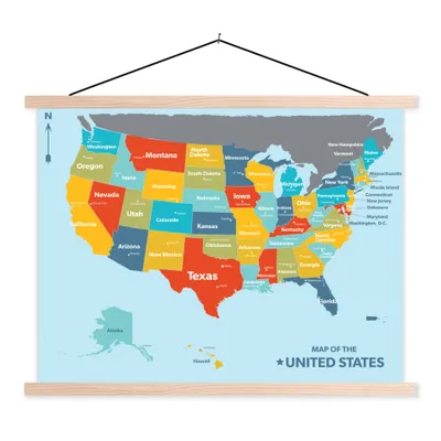 Obrázek produktu pro MuchoWow® Textilní plakát - Barevná mapa Ameriky - 150x113cm - S černými lamelami