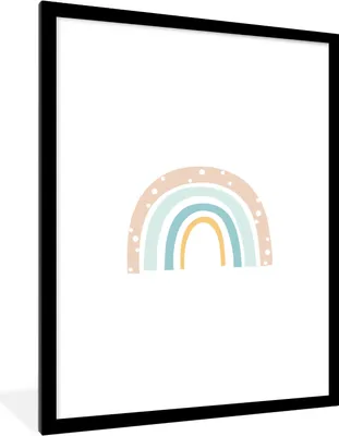 Produktbild von MuchoWow® Gerahmtes Poster Regenbogen - Kinder - Pastell - Tupfen - Baby 60x80 cm - Poster mit Schwarzem Bilderrahmen Wandposter Rahmen Foto Bilder - Wohnzimmer - Dekorationen - Prämie