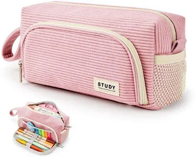 Zdjęcie produktu dla Etui z sztruksu o dużej pojemności, do szkoły, biura, na studia