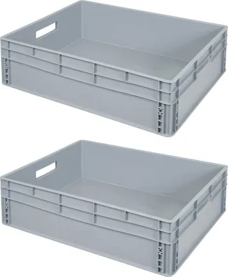 Produktbild von 2 Eurobehälter mit Durchfassgriffen, 87 Liter, LxBxH 800 x 600 x 220 mm, grau