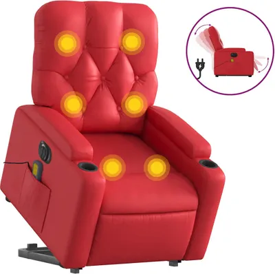 Image de vidaXL Fauteuil de massage avec releveur électrique rouge similicuir