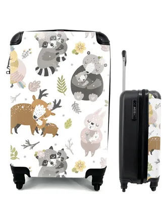 Produktbild von MuchoWow® Koffer Handgepäck Trolley Rollkoffer Kleine Reisekoffer mit 4 Rollen - Muster - Tiere - Blätter - Cabin Size < 55x40x23 cm & 55x40x20 cm - Kinderkoffer - Kabinenkoffer - Boardgepäck - Reise-Box - Reisekoffer - Reisegepäck - Koffer mit Bild - Trolley für Kinder