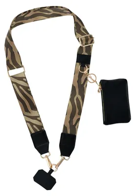 Image de Porte-téléphone avec cordon et motif zèbre
