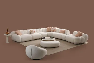 Productafbeelding van Komplettes Wohnzimmer Set Modernes Ecksofa Sessel Couchtisch