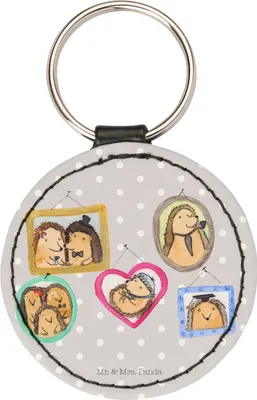 Produktbild von Mr. & Mrs. Panda Taschenanhänger Igel Familie - Grau Pastell - Geschenk, Mama, Bilder, mini schlüsselanhänger, Papa, Bruder, Taschenbaumler, Bunt, Anhänger