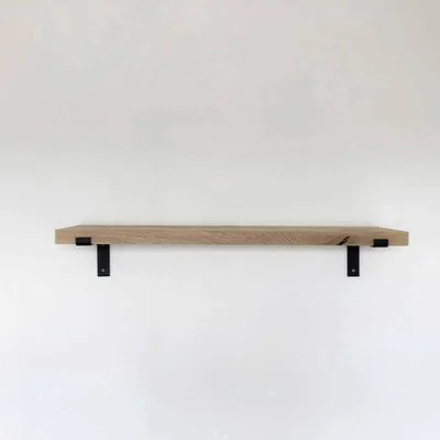 Produktbild von Wandregal Massive Eiche 50x25 cm - Stahl L-förmig - Industrial Design - Ideal für Wanddekoration - Vemera