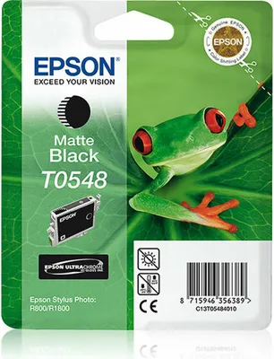 Produktbild von Epson Singlepack Matte Black T0548 Ultra Chrome Hi-Gloss, Schwarz, Tinte auf Pigmentbasis, 13 ml, 1 Stück(e), Einzelpackung