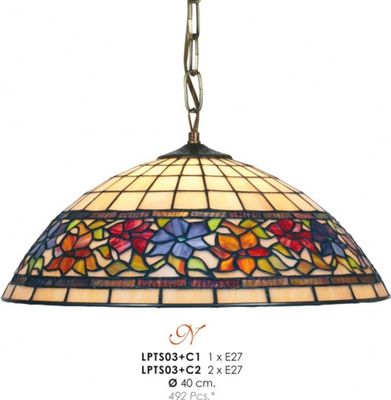 Casa Padrino Tiffany Pendelleuchte Ø 40 cm - Tiffany Hängeleuchte - Tiffany Leuchten, Anzahl Fassungen:1-Flammig