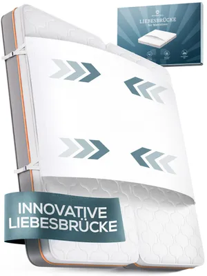 Produktbild von Wohnperle Liebesbrücke für Matratzen [Gegen Verrutschen] Innovative Matratzenbrücke & Matratzenkeil Alternative | Matratzenverbinder für Paare und Familien | Ritzenfüller in < 5 Min befestigt
