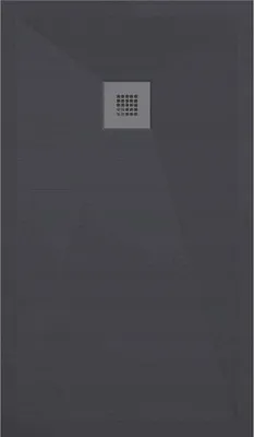 Produktbild von Mineralguss-Duschwanne extra flach ONDA Schieferoptik ANTHRAZIT 90x190 cm  Ablaufschutz in Chrom